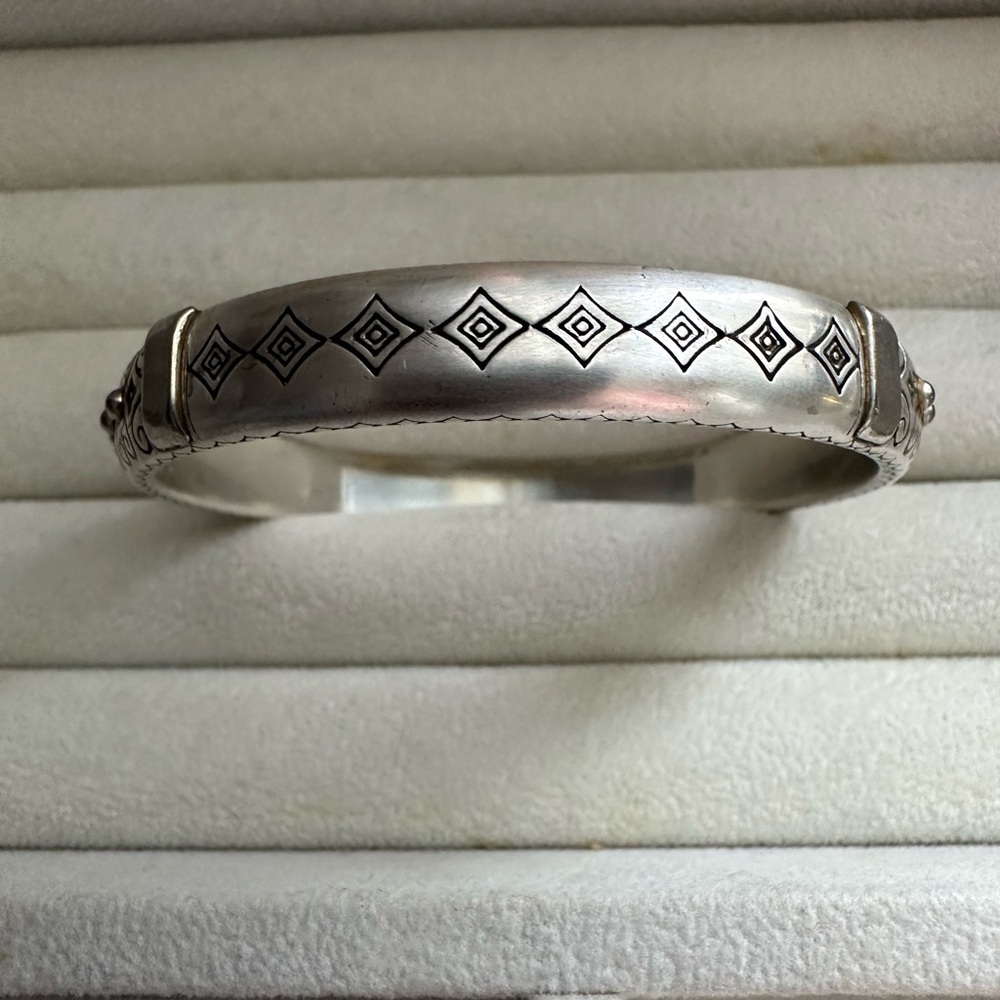 Brighton Two Tone Scrolled and Studded Bangle Bracelet - Picture 4 of 5